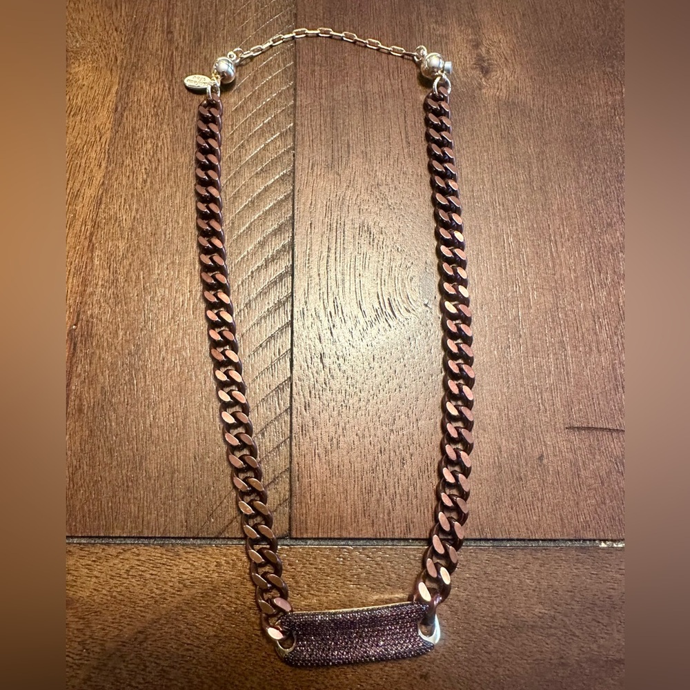 Liquid Metallic Brown Chain Necklace-By Alexa Rae